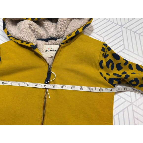 Mini Boden Kids size 7-8 Y Sherpa Lined Leopard Hoodie Cozy Warm Jacket Zip EUC - Picture 8 of 10